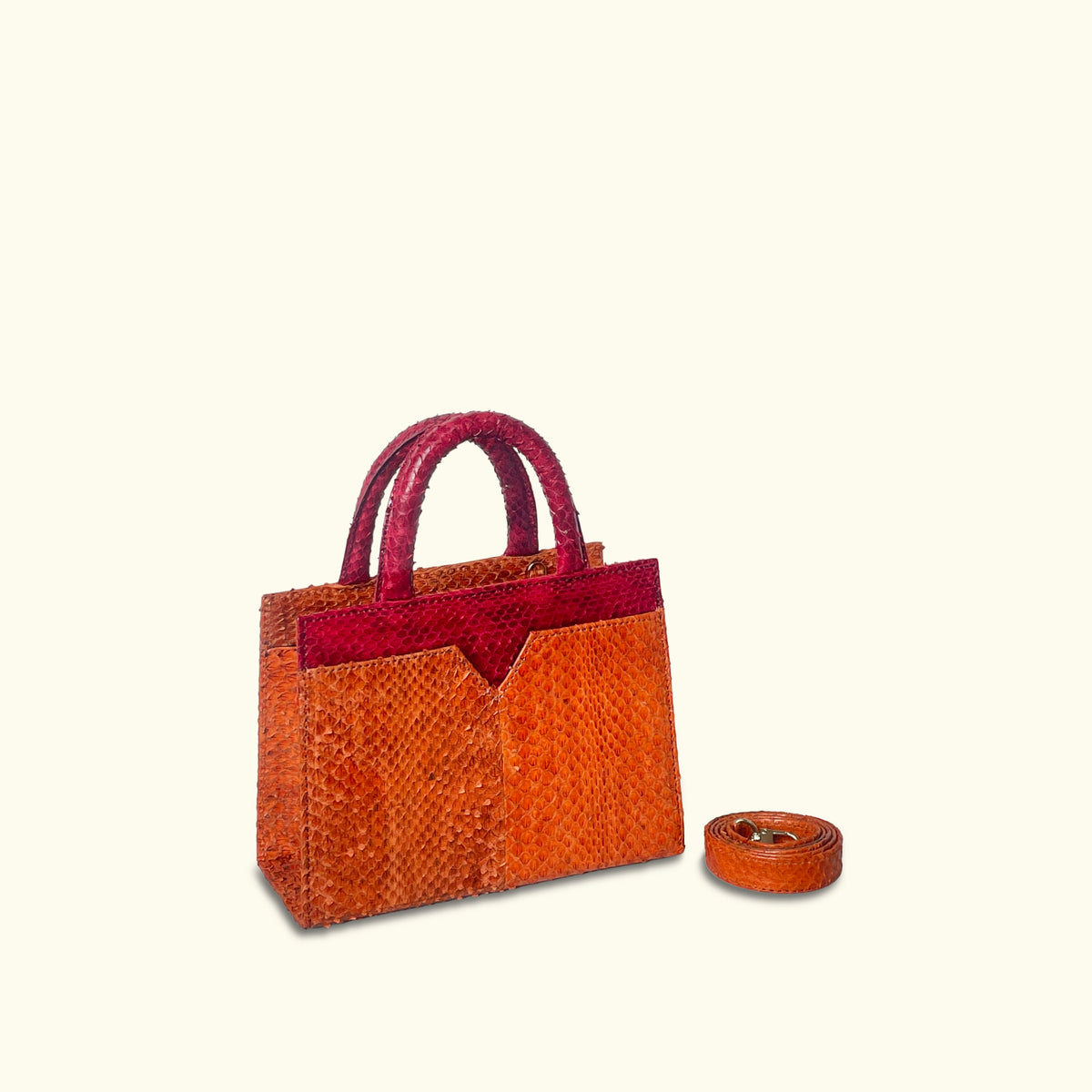 SST Classic Orange & Red Ayers Snake Leather Bag