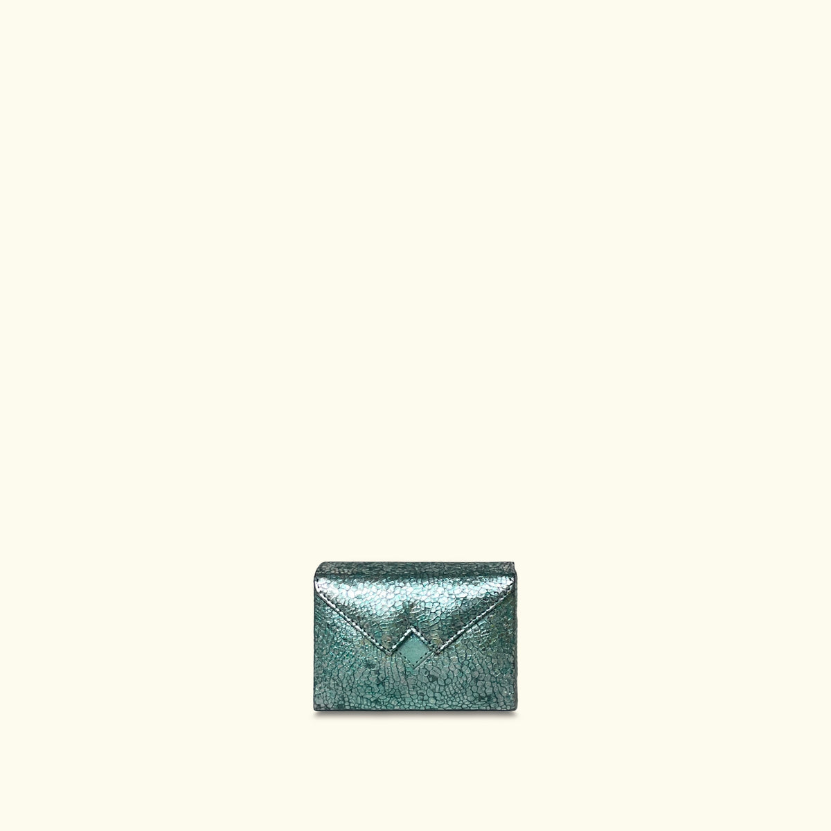 Box Clutch Mini Teal Green Metallic Leather Bag