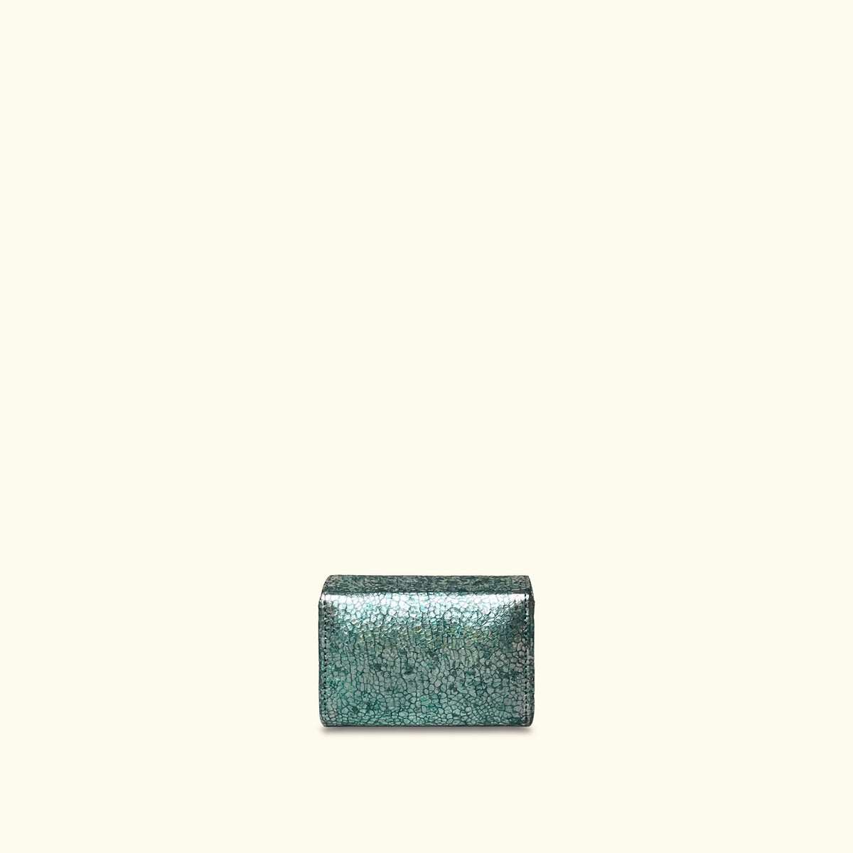 Box Clutch Mini Teal Green Metallic Leather Bag