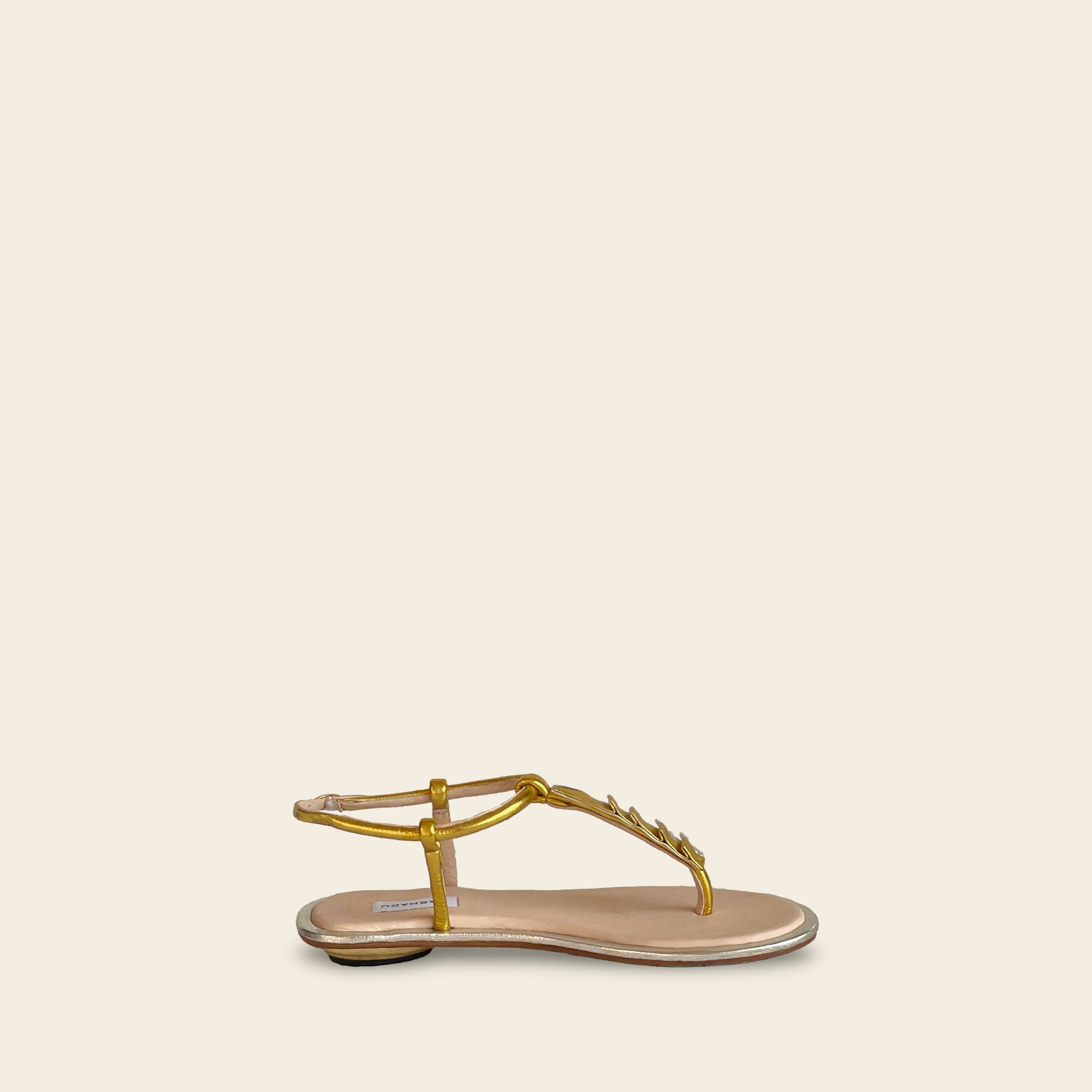 AURELIA SANDAL - Pleated metallic leather sandal