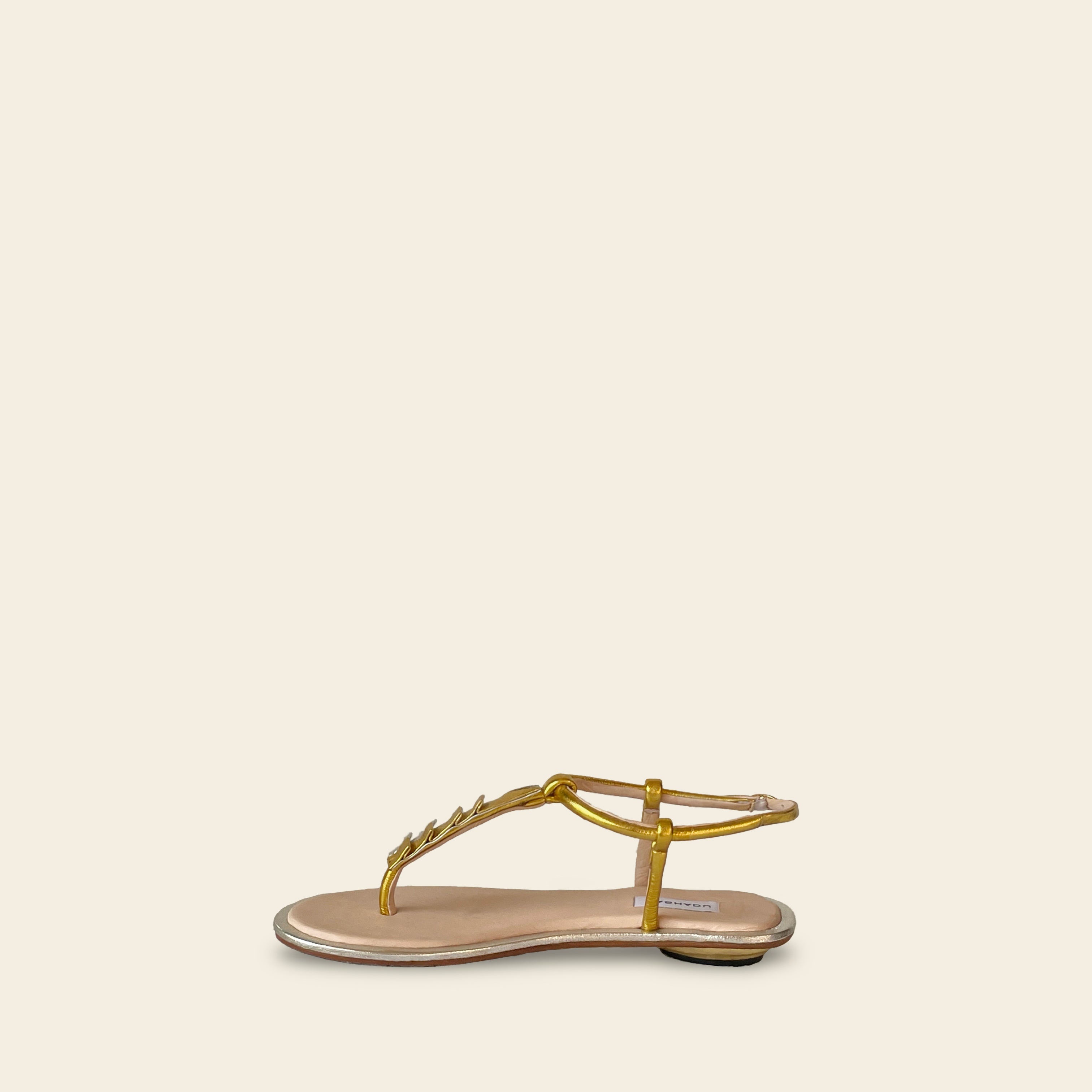 AURELIA SANDAL - Pleated metallic leather sandal