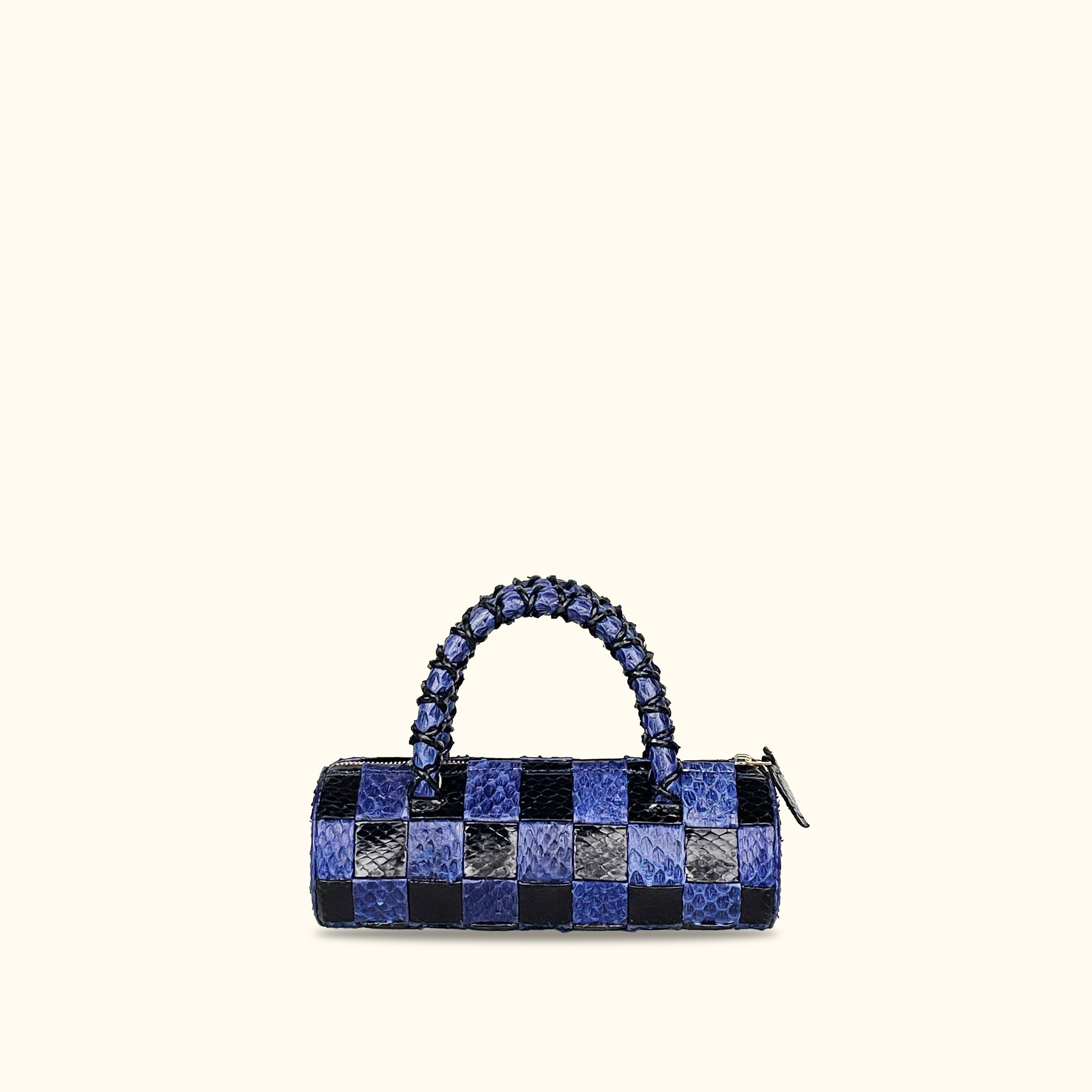WOVEN BULLET BAG BLUE BLACK