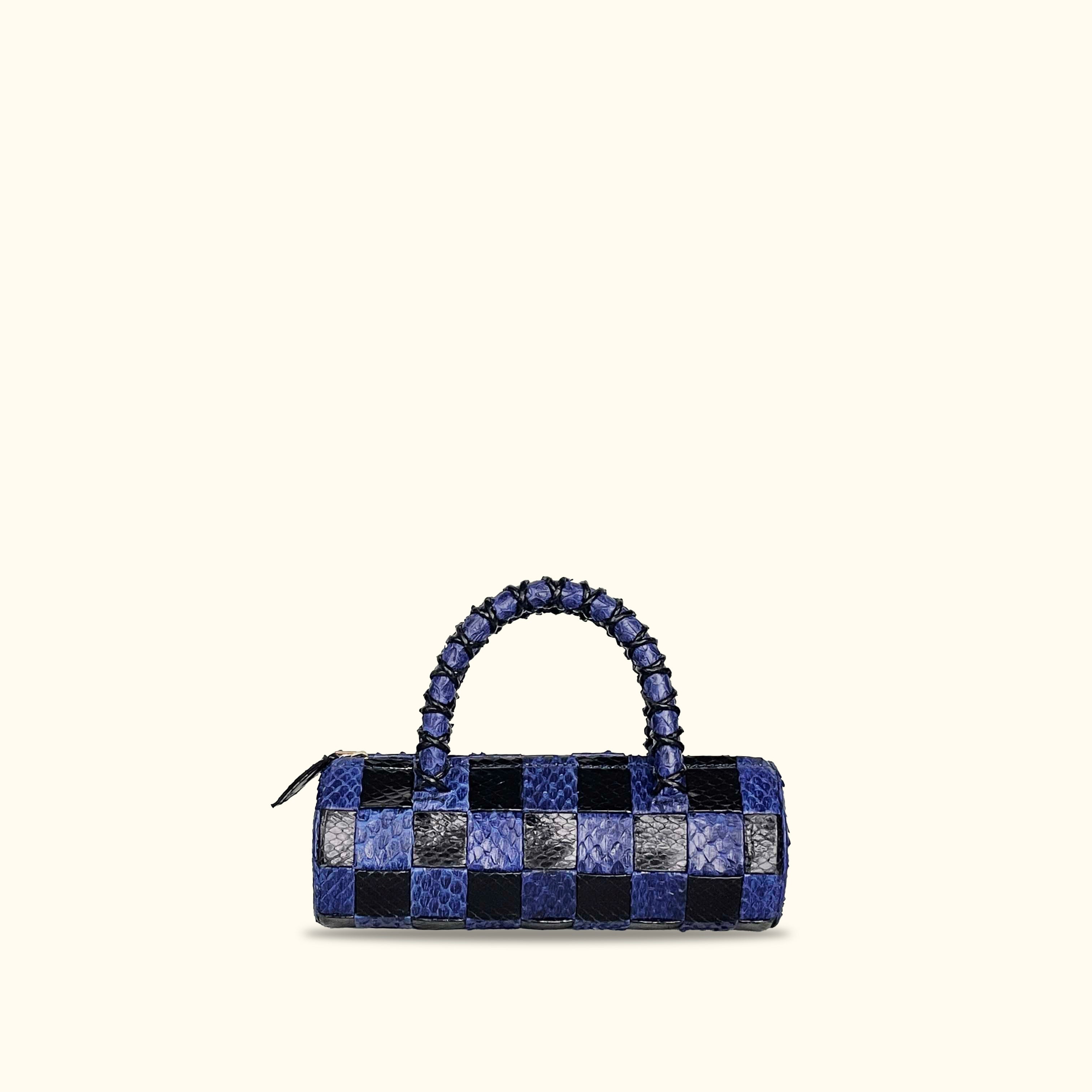 WOVEN BULLET BAG BLUE BLACK