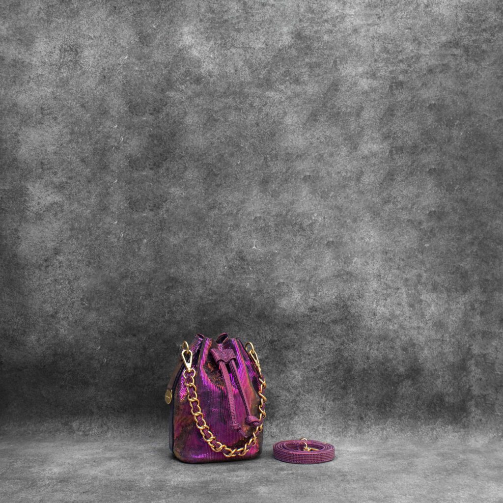 Mini Bucket Bag Metallic Violet Calf Skin