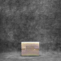 Ice Clutch Metallic Silver Oil Spill Effect Leather
