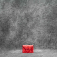 Box Clutch Mini Red Crocodile Embossed Leather