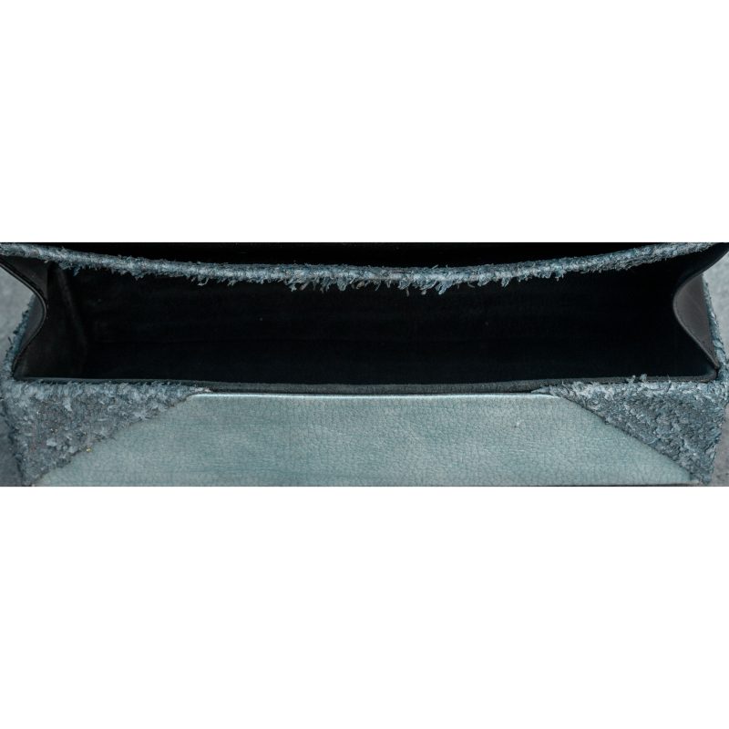 Box Clutch Elongated Gold Sparkle Baby Blue Tinsel Leather